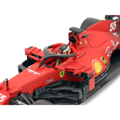 Ferrari SF21 #55 Carlos Sainz Formula One F1 Car "Ferrari Racing" Series 1/18 Diecast Model Car by Bburago