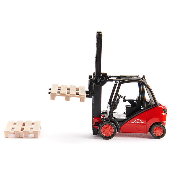 Linde Forklift Truck Red with 2 Pallet Accessories 1/50 Diecast Model by Siku