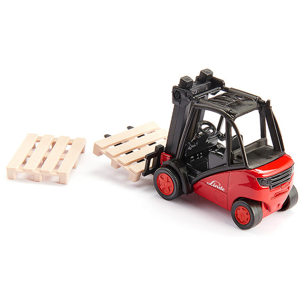 Linde Forklift Truck Red with 2 Pallet Accessories 1/50 Diecast Model by Siku