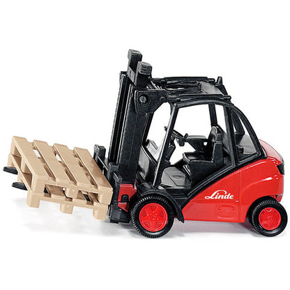 Linde Forklift Truck Red with 2 Pallet Accessories 1/50 Diecast Model by Siku