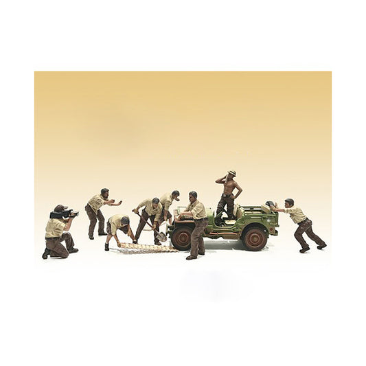 "4X4 Mechanic" 8 piece Figure Set for 1/18 scale models by American Diorama