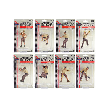 "4X4 Mechanic" 8 piece Figure Set for 1/18 scale models by American Diorama