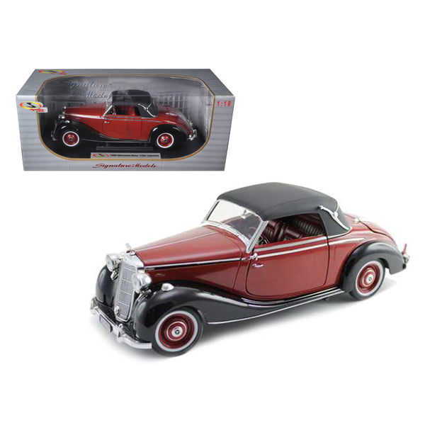 1950 Mercedes Benz 170S Cabriolet Burgundy and Black 1/18 Diecast Model Car by Signature Models