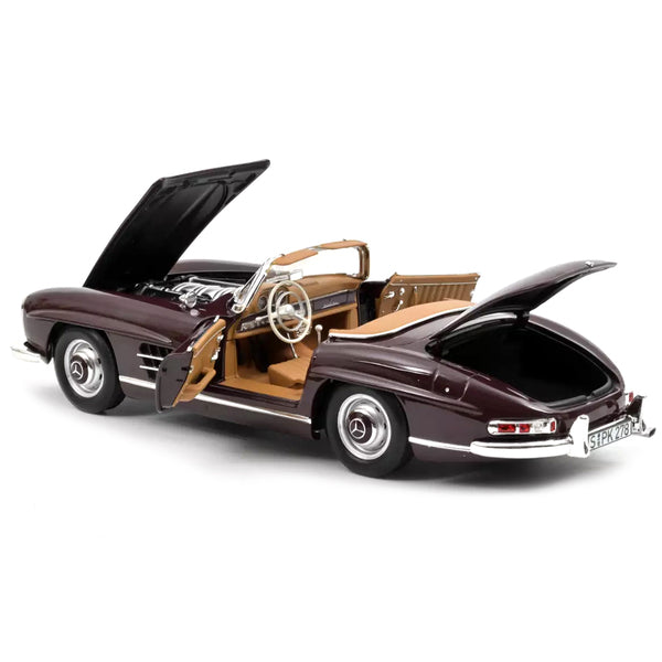 1957 Mercedes-Benz 300 SL Roadster Dark Red 1/18 Diecast Model Car by Norev