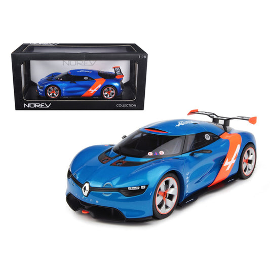 2012 Renault Alpine A110-50 Blue Metallic with Orange Accents 1/18 Diecast Model Car by Norev