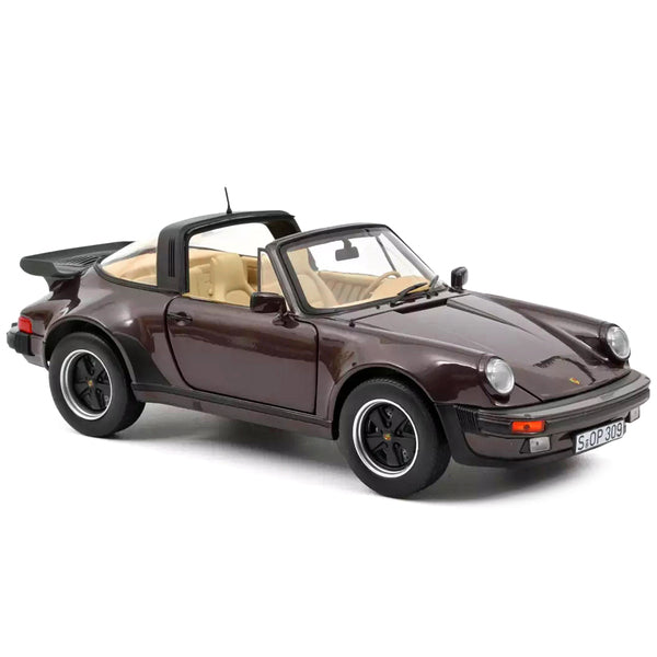 1987 Porsche 911 Turbo Targa 3.3 Convertible Brown Metallic with Black Top 1/18 Diecast Model Car by Norev