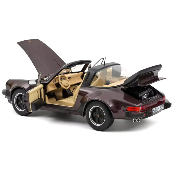 1987 Porsche 911 Turbo Targa 3.3 Convertible Brown Metallic with Black Top 1/18 Diecast Model Car by Norev