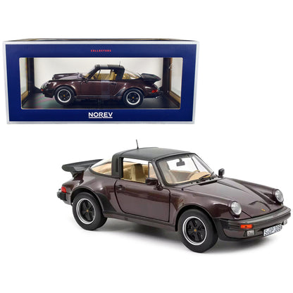 1987 Porsche 911 Turbo Targa 3.3 Convertible Brown Metallic with Black Top 1/18 Diecast Model Car by Norev