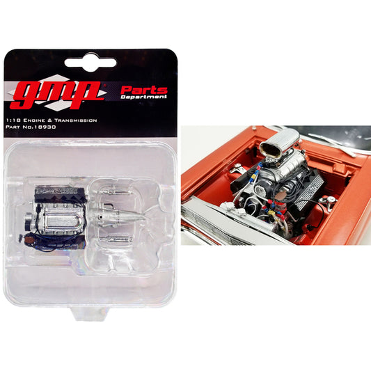 Blown 427 SOHC Engine and Transmission Replica from "1967 Ford Fairlane SOHC Street Machine" 1/18 Scale Model by GMP