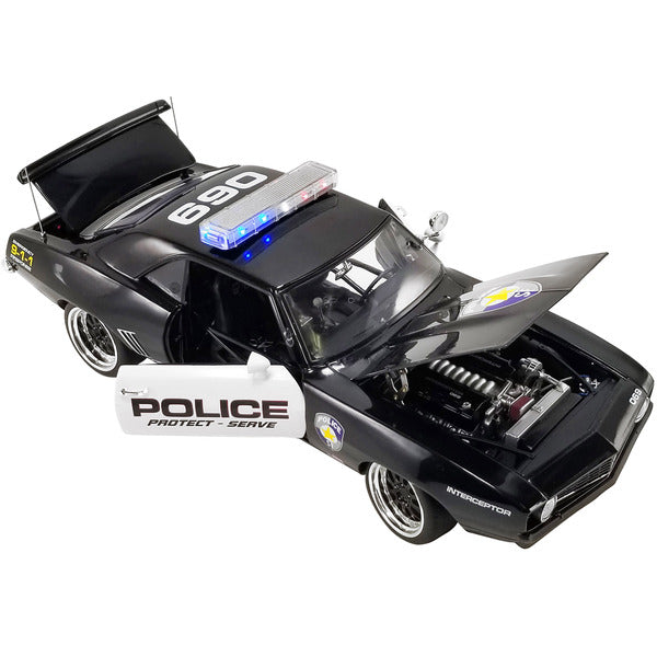 1969 Chevrolet Camaro Black and White Street Fighter Police Interceptor Limited Edition to 1140 pieces Worldwide 1/18 Diecast Model Car by GMP