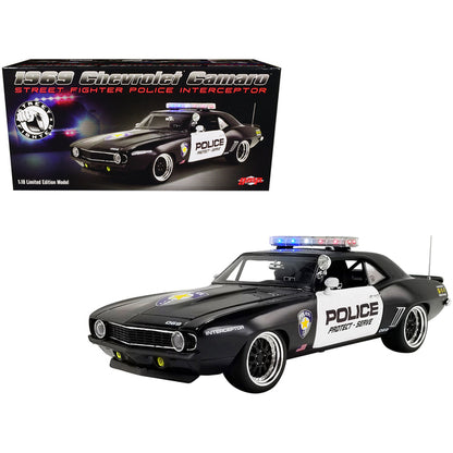 1969 Chevrolet Camaro Black and White Street Fighter Police Interceptor Limited Edition to 1140 pieces Worldwide 1/18 Diecast Model Car by GMP