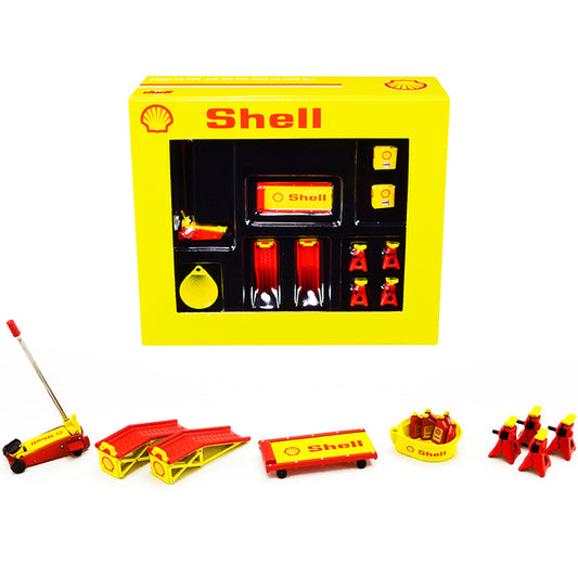 Shop Tool Set of 6 pieces "Shell Oil" 1/18 Diecast Replica by GMP