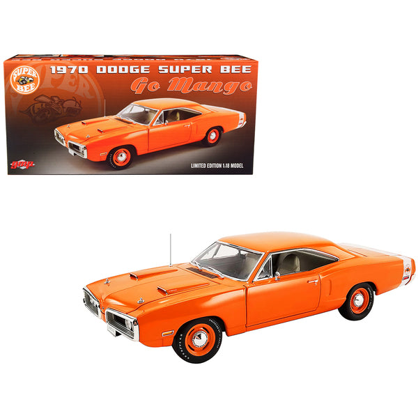 1970 Dodge Coronet Super Bee Go Mango Orange Metallic with White Tail Stripe Limited Edition to 1302 pieces Worldwide 1/18 Diecast Model Car by GMP