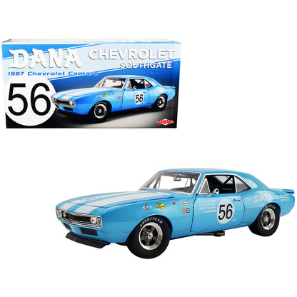 1967 Chevrolet Camaro Z/28 Trans Am #56 "Dana Chevrolet Southgate" Light Blue with White Stripes and Graphics Limited Edition to 600 pieces Worldwide "ACME Exclusive" Series 1/18 Diecast Model Car by GMP