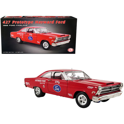 1966 Ford Fairlane 427 Prototype Red with Graphics "Hayward Ford - Raced by Ed Terry" Limited Edition to 570 pieces Worldwide 1/18 Diecast Model Car by Acme