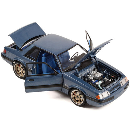 1989 Ford Mustang 5.0 LX Shadow Blue Metallic with Custom 7-Spoke Wheels and Blue Interior "Detroit Speed Inc." Limited Edition to 996 pieces Worldwide 1/18 Diecast Model Car by GMP