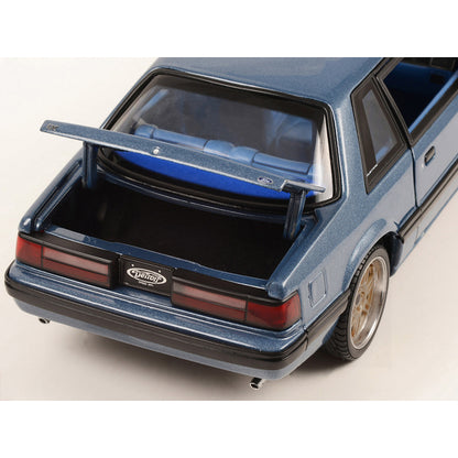 1989 Ford Mustang 5.0 LX Shadow Blue Metallic with Custom 7-Spoke Wheels and Blue Interior "Detroit Speed Inc." Limited Edition to 996 pieces Worldwide 1/18 Diecast Model Car by GMP