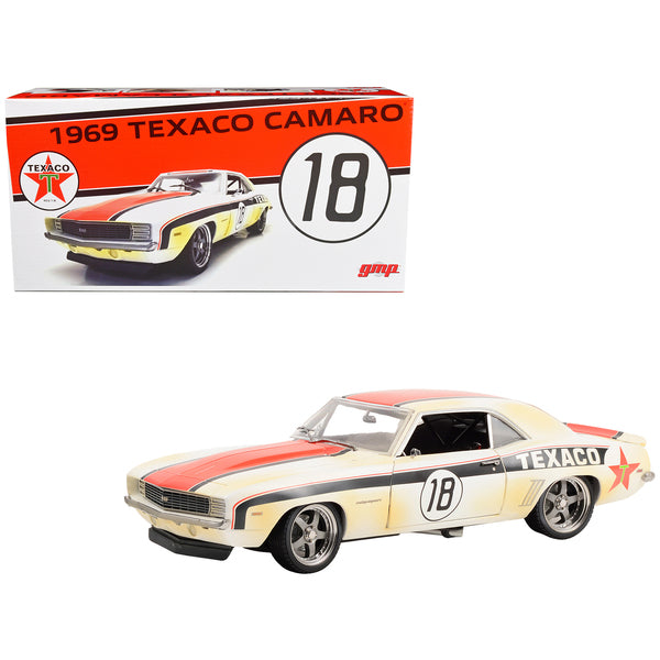 1969 Chevrolet Camaro RS #18 White with Red and Black Stripes (Raced Version) "Pro Touring - Texaco" Limited Edition to 498 pieces Worldwide 1/18 Diecast Model Car by GMP