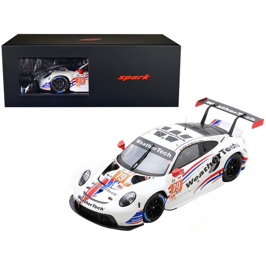 Porsche 911 RSR-19 #79 Cooper MacNeil - Julien Andlauer - Thomas Merrill "WeatherTech Racing" GTE Am 2nd Place "24 Hours of Le Mans" (2022) with Acrylic Display Case 1/18 Model Car by Spark