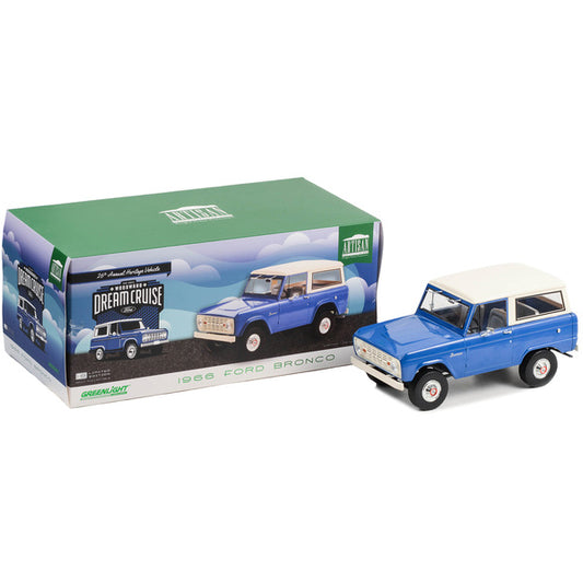 1966 Ford Bronco Blue with Cream Top "26th Annual Woodward Dream Cruise Featured Heritage Vehicle" "Artisan Collection" 1/18 Diecast Model Car by Greenlight