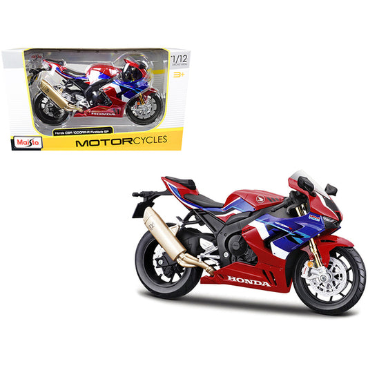 Honda CBR 1000RR-R Fireblade SP Red with Blue and White Stripes 1/12 Diecast Motorcycle Model by Maisto