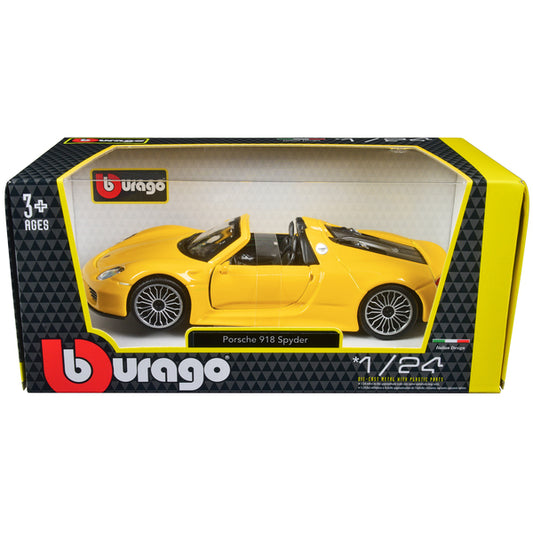 Porsche 918 Spyder Yellow 1/24 Diecast Model Car by Bburago