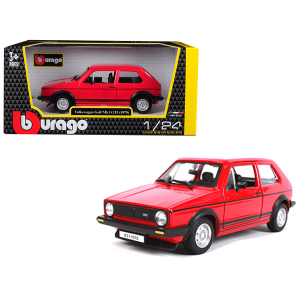 1979 Volkswagen Golf Mk1 GTI Red with Black Stripes 1/24 Diecast Model Car by Bburago