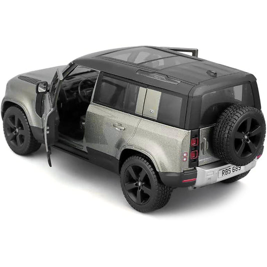 2022 Land Rover Defender 110 Green Metallic with Black Top and Sunroof 1/24 Diecast Model Car by Bburago