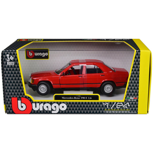 Mercedes-Benz 190 E 2.6 Red 1/24 Diecast Model Car by Bburago