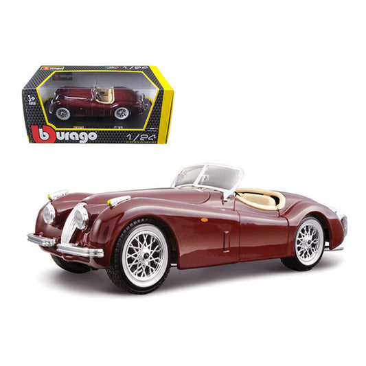 1951 Jaguar XK 120 Roadster Burgundy 1/24 Diecast Model Car by Bburago