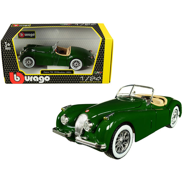 1951 Jaguar XK 120 Roadster Green 1/24 Diecast Model Car by Bburago