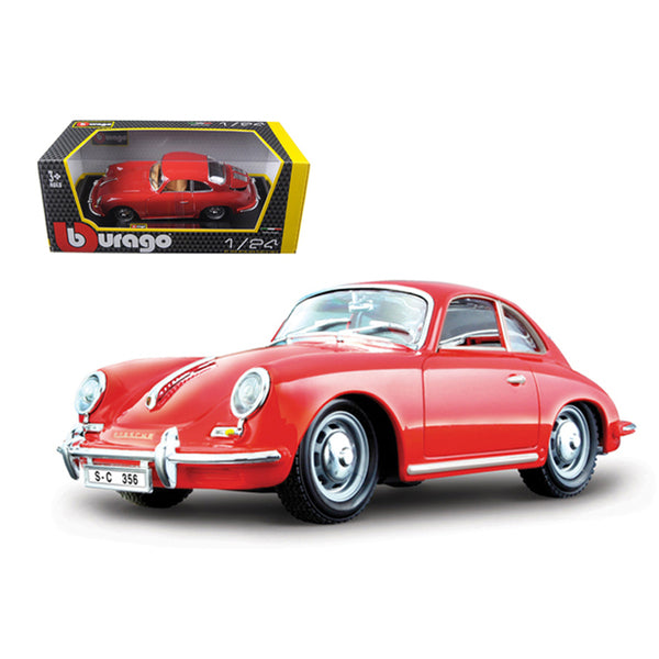 1961 Porsche 356 B Coupe Red 1/24 Diecast Model Car by Bburago