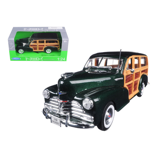 1948 Chevrolet Woody Wagon Fleetmaster Green 1/24 Diecast Model Car by Welly