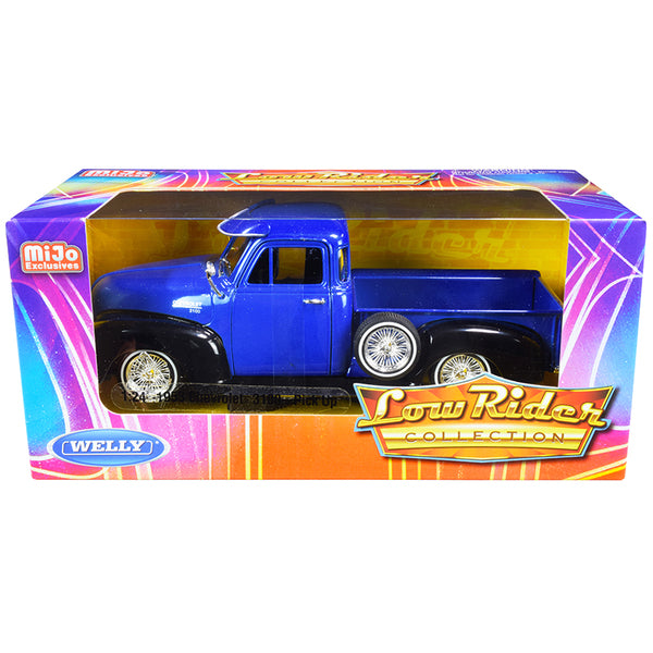 1953 Chevrolet 3100 Pickup Truck Blue and Black "Low Rider Collection" 1/24 Diecast Model Car by Welly