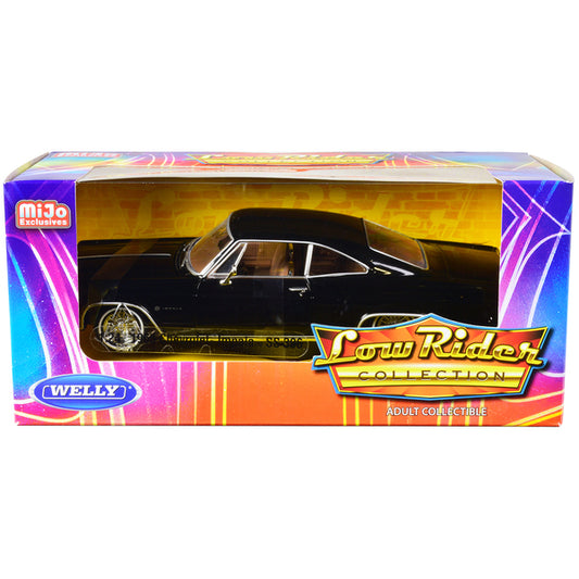 1965 Chevrolet Impala SS 396 Lowrider Black with Brown Interior "Low Rider Collection" 1/24 Diecast Model Car by Welly