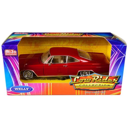 1965 Chevrolet Impala SS 396 Lowrider Red Metallic "Low Rider Collection" 1/24 Diecast Model Car by Welly