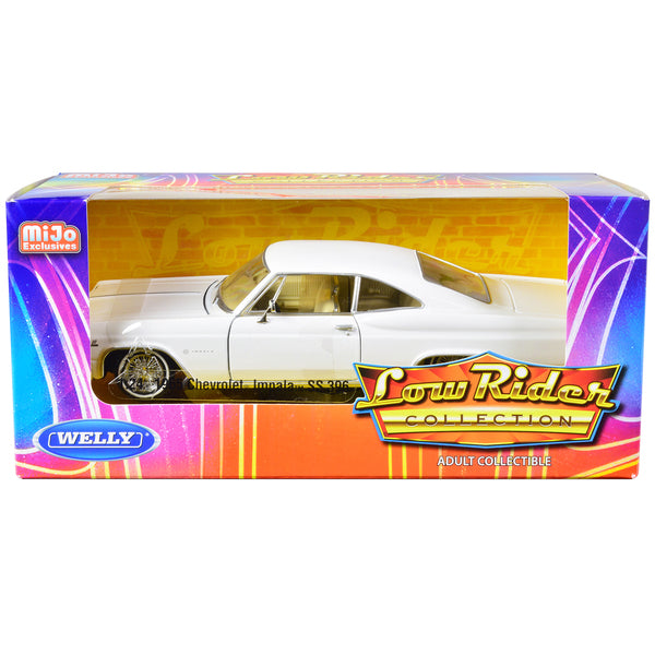 1965 Chevrolet Impala SS 396 Lowrider White "Low Rider Collection" 1/24 Diecast Model Car by Welly