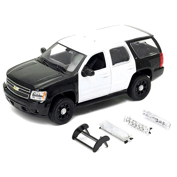 2008 Chevrolet Tahoe Unmarked Police Car Black and White 1/24 Diecast Model Car by Welly