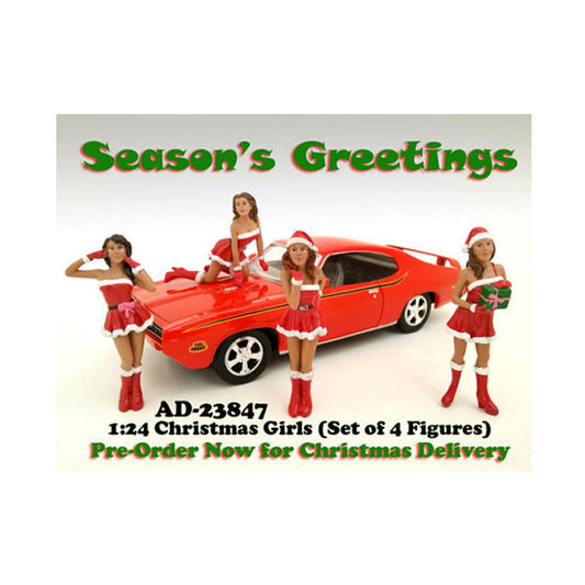 Christmas Girls 4 pieces Figure Set for 1:24 Scale Diecast Model Cars by American Diorama