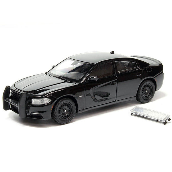 2016 Dodge Charger Pursuit Police Interceptor Black Unmarked "Police Pursuit" Series 1/24 Diecast Model Car by Welly