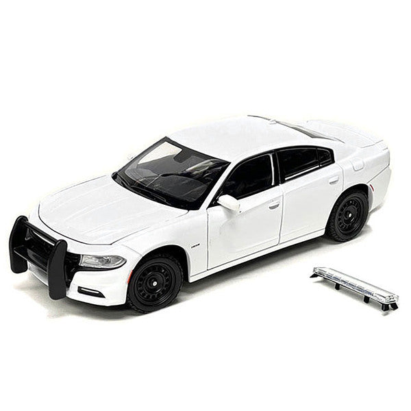 2016 Dodge Charger Pursuit Police Interceptor White Unmarked "Police Pursuit" Series 1/24 Diecast Model Car by Welly