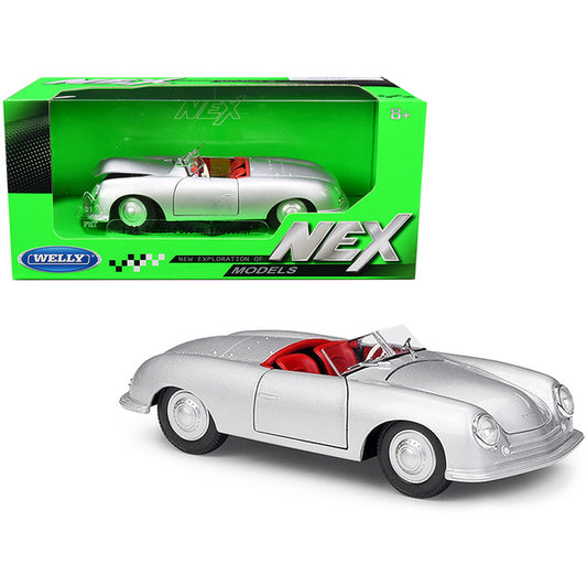 Porsche 356/1 Roadster Silver with Red Interior "NEX Models" 1/24 Diecast Model Car by Welly