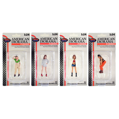 "Hip Hop Girls" 4 Piece Figure Set for 1/24 Scale Models by American Diorama