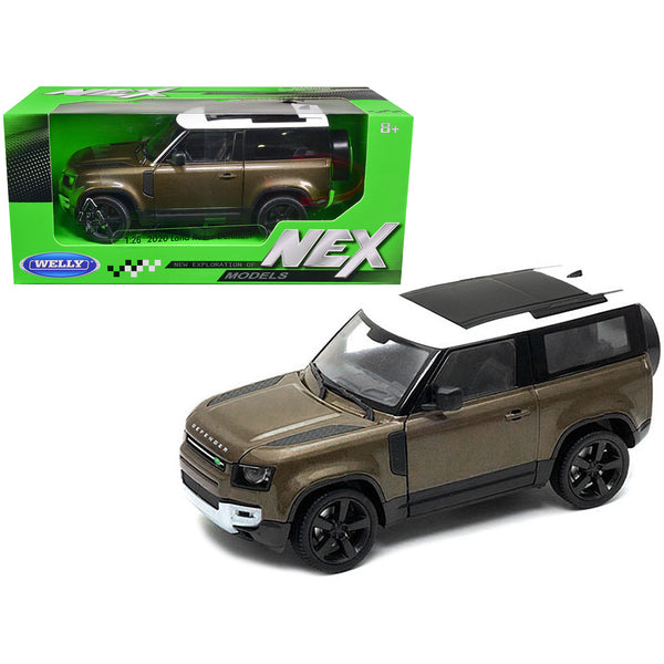 2020 Land Rover Defender Brown Metallic with White Top "NEX Models" 1/24 Diecast Model Car by Welly