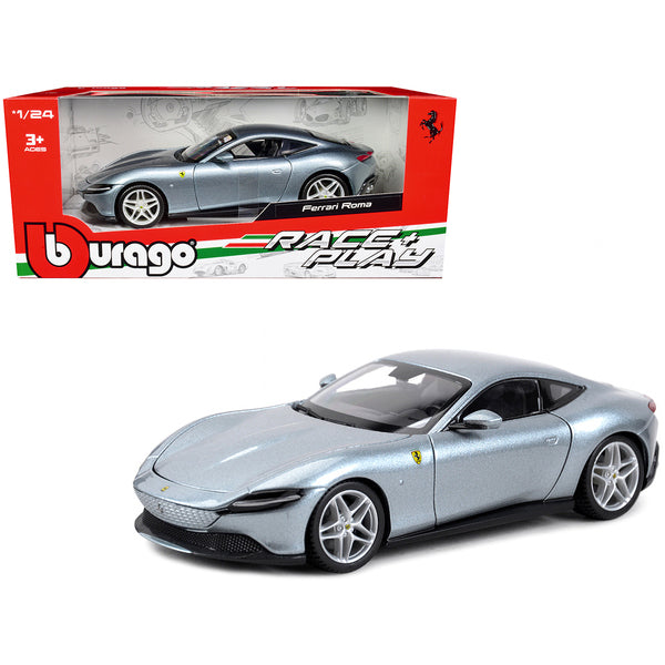 Ferrari Roma Gray Metallic "Race + Play" Series 1/24 Diecast Model Car by Bburago