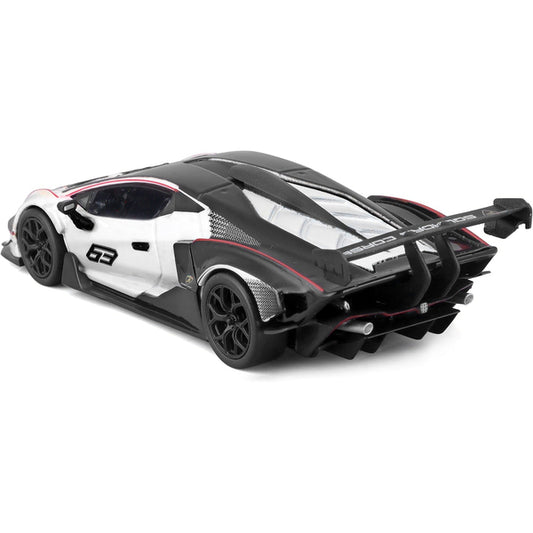 Lamborghini Essenza SCV12 #63 White and Black "Squadra Corse" "Race" Series 1/24 Diecast Model Car by Bburago