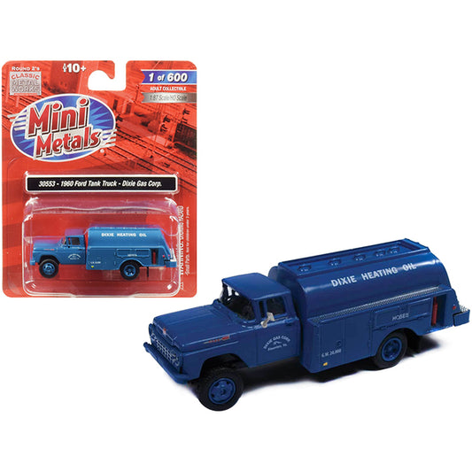 1960 Ford Tank Truck "Dixie Gas Corp." Blue 1/87 (HO) Scale Model by Classic Metal Works