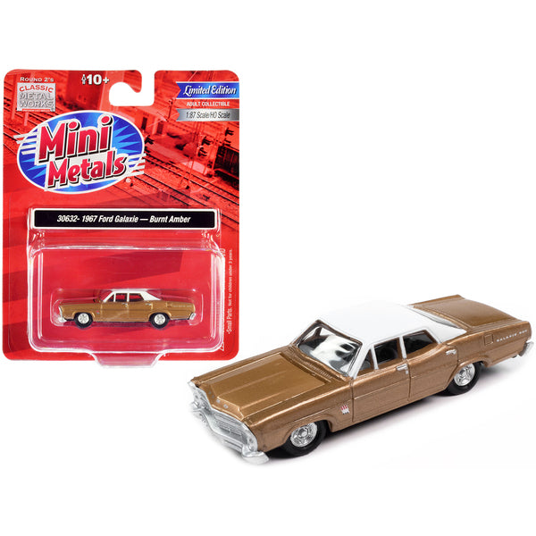 1967 Ford Galaxie Burnt Amber Metallic with White Top 1/87 (HO) Scale Model Car by Classic Metal Works