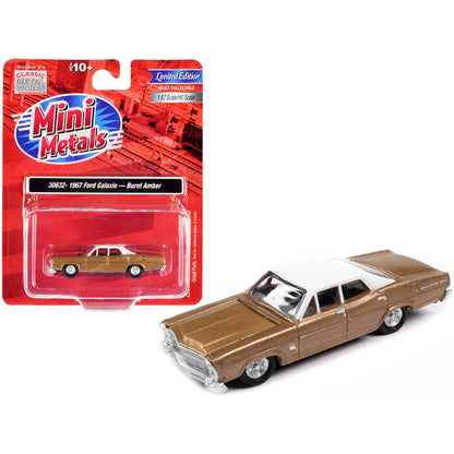 1967 Ford Galaxie Burnt Amber Metallic with White Top 1/87 (HO) Scale Model Car by Classic Metal Works