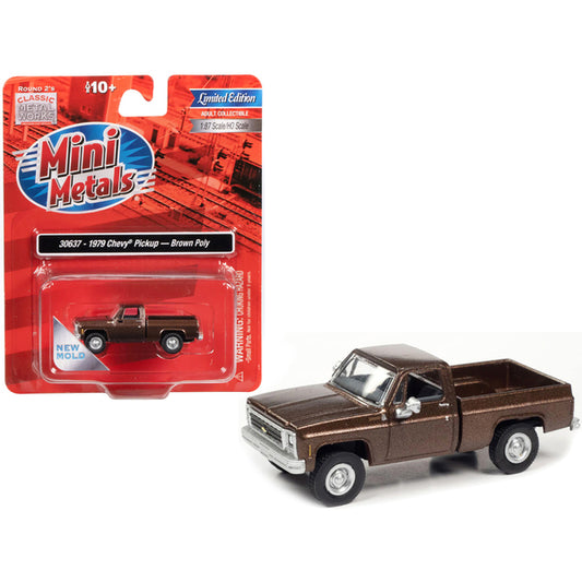 1979 Chevrolet Fleetside Pickup Truck Brown Metallic 1/87 (HO) Scale Model Car by Classic Metal Works